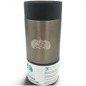Toadfish Non-Tipping Slim Can Cooler 12oz Graphite Stainless Steel Smartgrip NEW